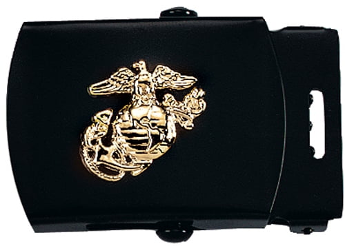 U.S Marines Web Belt Buckle with USMC Globe & Anchor Logo Chrome Brass Black 