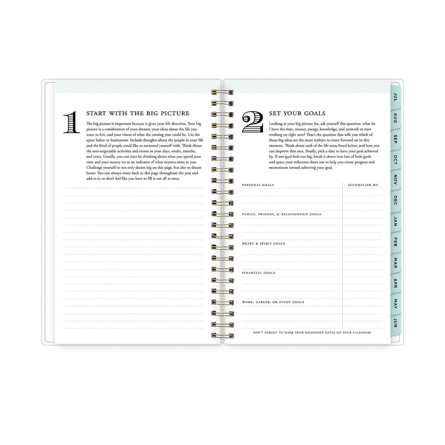 Agenda hebdomadaire/mensuel Day Designer Rainbow Stripe, format moyen, année 2021-2022