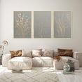 thumbnail image 4 of Gray Botanical Canvas Wall Art Poster Prints, Set of 3 Gold Aluminum Alloy Frame Hand Drawn Golden Line Grass and Flowers Art Prints Wall Hanging Decor for Every Occasion, 4 of 8