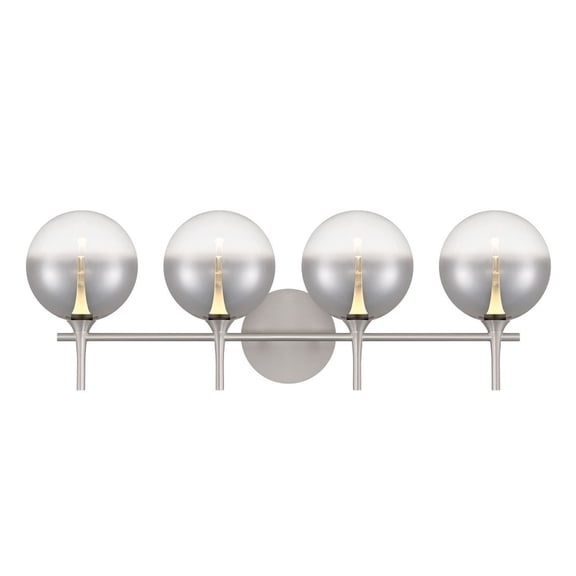 48917-025 Eurofase Lighting Iissa - 16W 4 LED Bath Vanity-10.25 Inch Tall and 29.5 Inch Wide-Nickel Finish-Smoked Glass Color