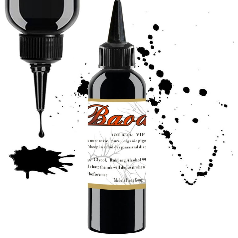 Baodeli Tattoo Ink 1oz/Bottle Professional Black Tattoo Ink Permanent - Art  Tattoo - Super Black - Tattoo Supplies 