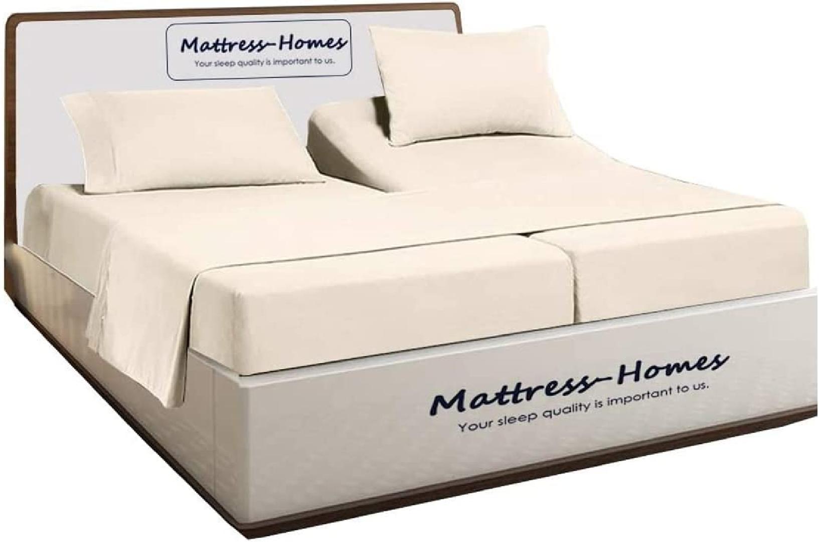 Split King Sheets Sets for Adjustable Bed, 100 Cotton 600 TC Sateen