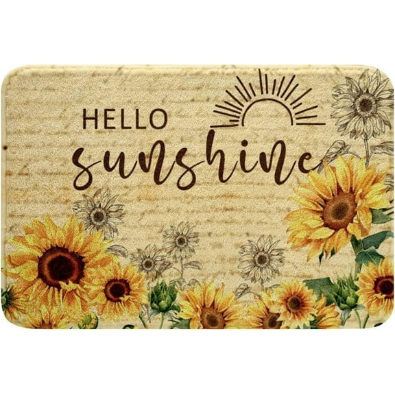 Bath Mat Sunflowers-Hello Sunshine Floor Plush Mats Bathmat Decor Small Area Rug Carpet Doormat Floor Rug Bathroom Rug ﻿Non-Slip Water Absorption Home Decor 32 x20 Inch
