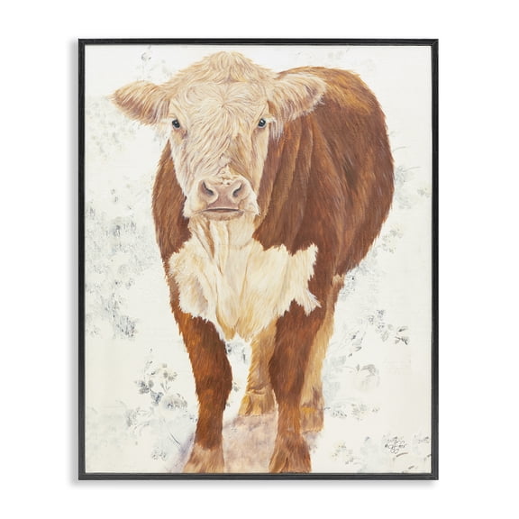 Stupell Industries Rustic Lodge Adorable Brown Calf Warm Countryside Meadow Black Framed Giclee Art, 11 x 14, by Diane Fifer