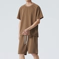 thumbnail image 2 of Cathalem Men Short Sets Outfits Mens Short Sets 2 Piece Outfits Fashion Summer Tracksuits Casual Set(Brown,XXXL), 2 of 5