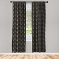 thumbnail image 3 of Ambesonne Art Deco Curtains, Black Vintage Line Shells, Pair of 28"x95", Black and Sand Brown, 3 of 5