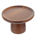 thumbnail image 1 of ColoMX Organizador de soporte para pastel de madera de Acacia, soportes redondos de madera para pastel, bandeja para servir pastel de madera rústica con Base, 1 of 7