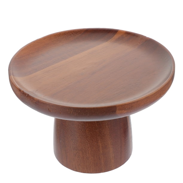 ColoMX Organizador de soporte para pastel de madera de Acacia, soportes redondos de madera para pastel, bandeja para servir pastel de madera rústica con Base