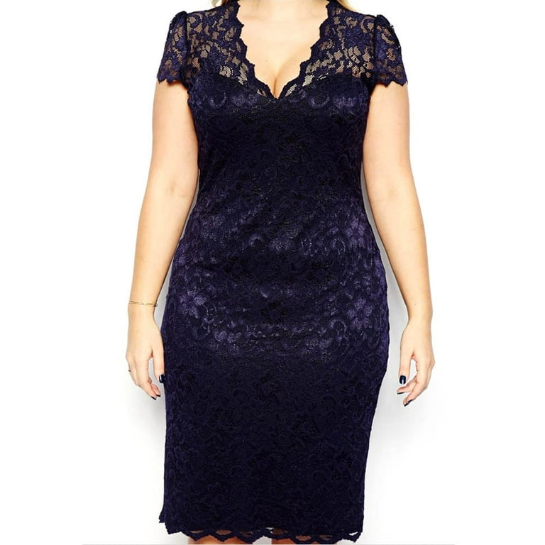 Slim Short Sleeve Plus Size Lace Bodycon Dress Slim Short Sleeve Plus Size Lace Bodycon Dress