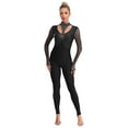 thumbnail image 3 of Aislor Women's Rhinestone Unitard One Piece Dance Bodysuit Gymnastics Leotard Figure Ice Skating Jumpsuit Black L, 3 of 7