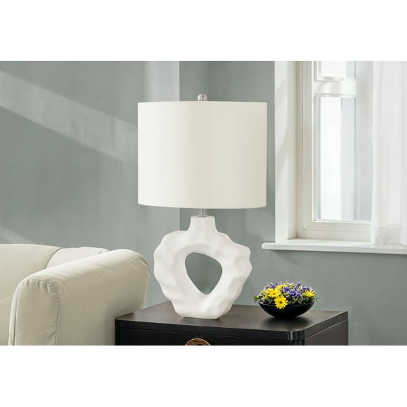 Noaman 25"h Modern Table Lamp, Cream Resin Base with Ivory Linen Shade, 3-Way Rotary Switch, 100W Max, 15x10x25in, Perfect for Living Room & Bedroom