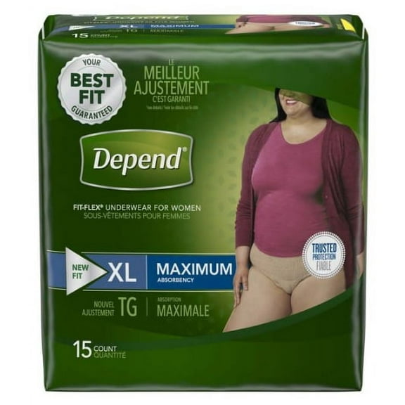 Depend FIT-FLEX Adult Underwear Pull On X-Large Disposable Heavy Absorbency, 43586 - Pack of 15