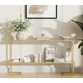 thumbnail image 5 of 52" Entryway Table, 2-Tier Narrow Console Table, Tempered Glass Sofa Table with Metal Frame, Entry Table with Shelves, Console Tables for Entryway, Hallway, Foyer, Living Room, Gold, 5 of 8