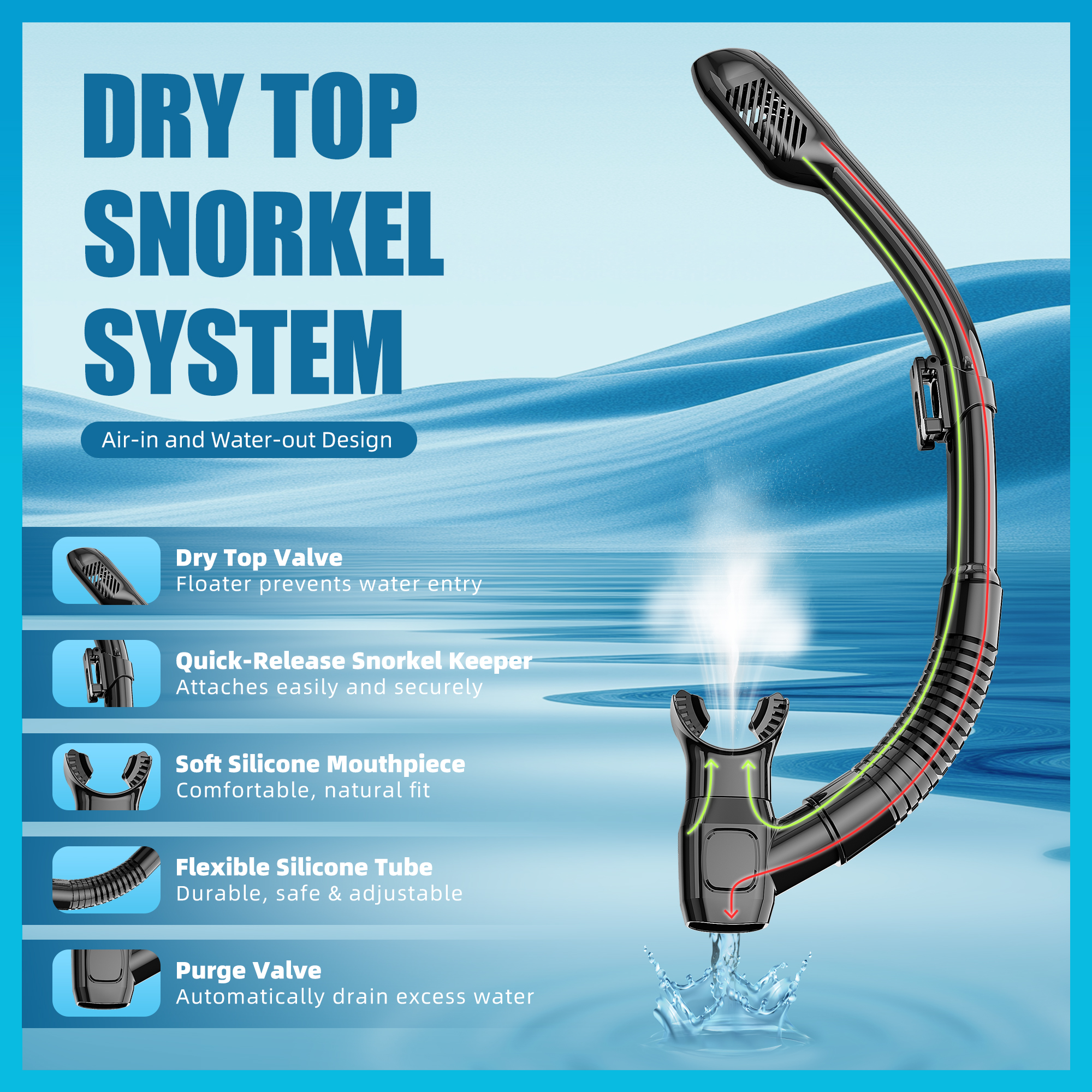 Aegend Adult Snorkel Set with Dry Top photo 6