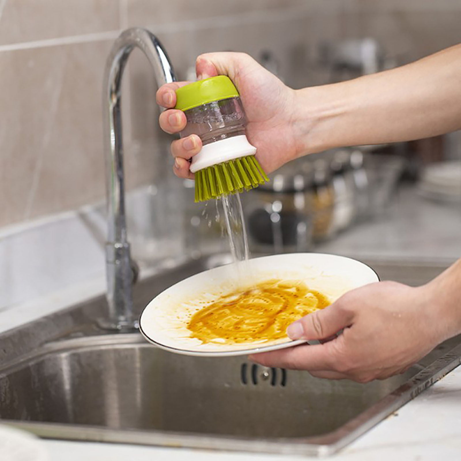 Hemico Kitchen Soap Dispensing Palm Brush Multifunctional Cleaning