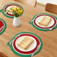 thumbnail image 2 of Farmhouse Round Placemats Set of 6 Woven Placemats for Dining Table Decor Kitchen Table Mat Wipe Clean Red 11.8inch, 2 of 5