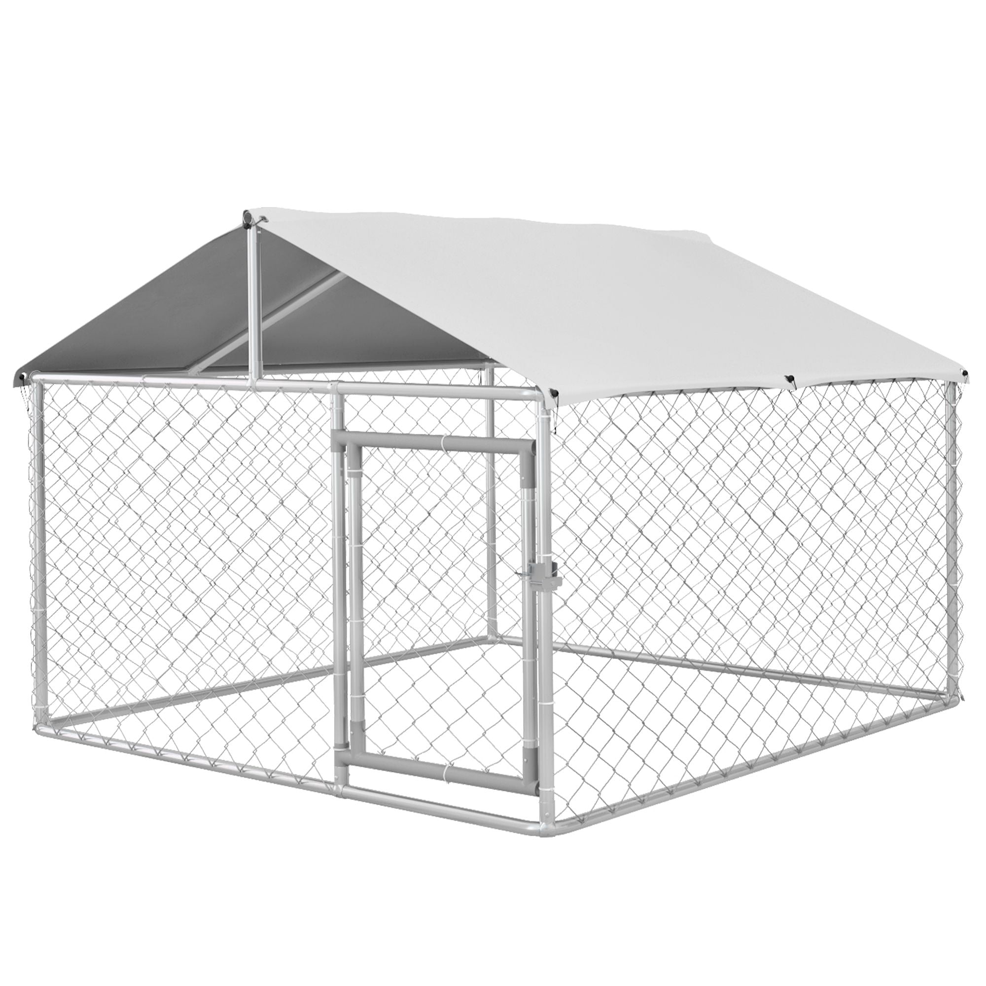 Dranite 6.6' x 6.6' x 4.9' Outdoor Dog Kennel for Small & Medium Dogs, Metal Frame