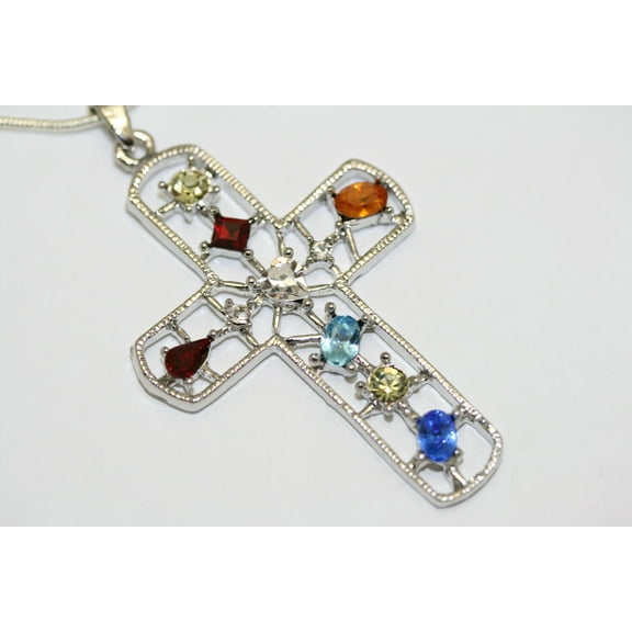 Just Love Jewels Sparkling Multi Colors Rhinestone Cross Charm, Fashion Cross Pendant Charm