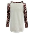 thumbnail image 5 of IROINNID Deals Womens Long Sleeve V-Neck Shirts Lounge Leopard Print Splicing Buttons T-shirt Tops,White, 5 of 6