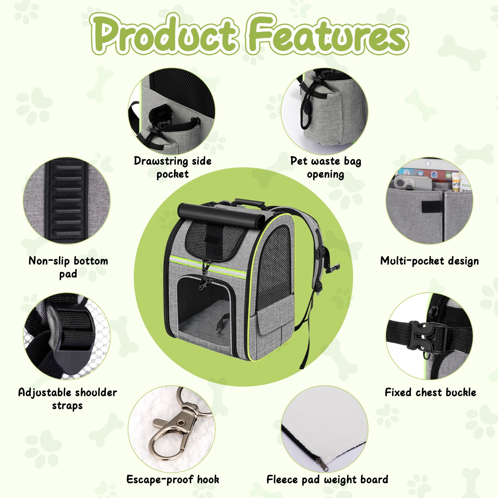 Pet Backpack, Expandable Travel Carrier for Medium Cats and Small Dogs up to 17 lbs, Breathable Collapsible Bag for Hiking Travel Outdoor