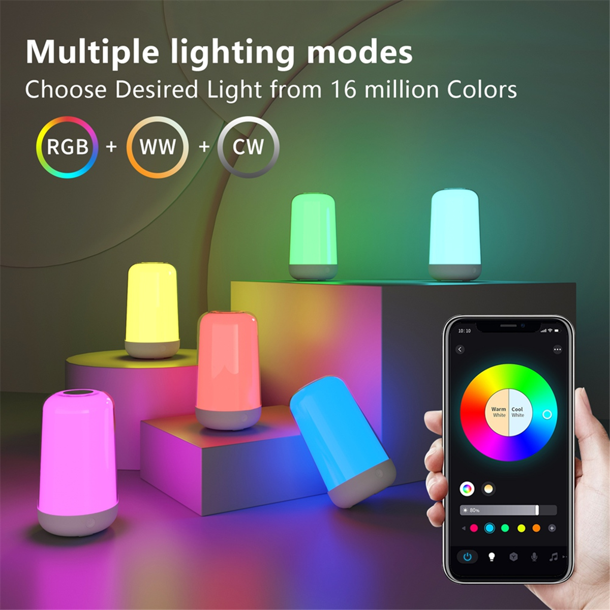 Smart Wireless Dimming and Color 3600mA Battery Charging Touch Music Atmosphere Bedside Mother and Baby Night Light