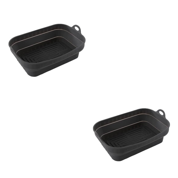 Inteprter Cesta de freidora de aire de silicona Bandeja de olla Forma cuadrada Utensilios para hornear Molde de pollo frito Bandeja para hornear Gris 2piezas