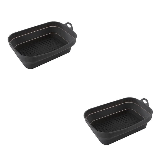Cesta de silicona Wosthever para freidora de aire bandeja reutilizable molde plegable para pollo frito Gris 2Conjunto