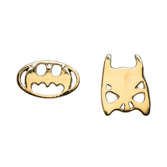 Don’t Ask Women’s Goldtone Batman Logo Asymmetrical Stud Earrings