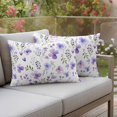 thumbnail image 4 of Purple Flowers Pillow Covers 2 Pack Spring Plant Pillowcase Waterproof Outdoor Throw Pillow Cover for Patio Balcony Rectangular Cushion 20”x12”, 4 of 9