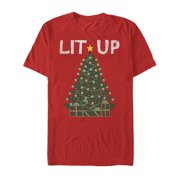 Angle View: Men's Lost Gods Christmas Lit Up Tree Graphic Tee Red X Large