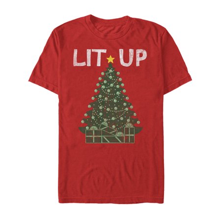 Men's Lost Gods Christmas Lit Up Tree Graphic Tee Red X Large
