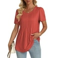 thumbnail image 4 of Womens Shirts Loose Fit Short Sleeve Tops For Women Casual Short Sleeve Tee Shirts Summer Tunics 2Xl Coral, 4 of 4