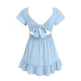 thumbnail image 5 of larppty Girls Summer Tie Back Dress Tween Kids Off Shoulder Dresses Size 4-15 Years（Light Blue, 6-7 Years）, 5 of 5