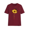 thumbnail image 3 of Colisha Women Sunflower Print Blouse Casual Short Sleeve T Shirt Crew Neck Floral Print Tunic Tops Tee Shirts, 3 of 3