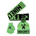 thumbnail image 1 of Set de accesorios para niños con gorro, guantes y bufanda de Minecraft, color verde, 1 of 6