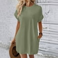 thumbnail image 3 of Women Soft T Shirt Dress Short Sleeve Casual Summer Tunic Dress Loose Loose Dress With Pockets Women's Long Casual Dresses Woman Summer Casual Dress Womens Dresses Summer Dresses Midi Length Womens, 3 of 6