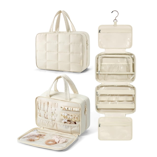 Neceser BAGSMART Travel con organizador de joyas, color beige
