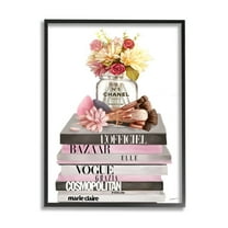 Stupell Industries Floral Jar and Brushes Glam Fashion Book Pile Design by Ziwei Li