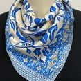thumbnail image 6 of Wrapables Satin Neckerchief Square Scarf 26.5 x 26.5 Inches, Botanical Blue, 6 of 6