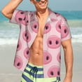 thumbnail image 7 of Pofeuu Pig Nose Print Hawaiian Shirt for Men Sleeves Casual Button Down Summer Beach Dress Shirts T-Shirts,3X-Large, 7 of 7