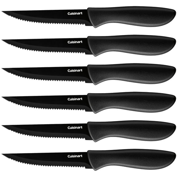 Cuisinart C55-6PCSBK Advantage Color Collection 6-Piece Ceramic Coated Steak Knife Set, Black