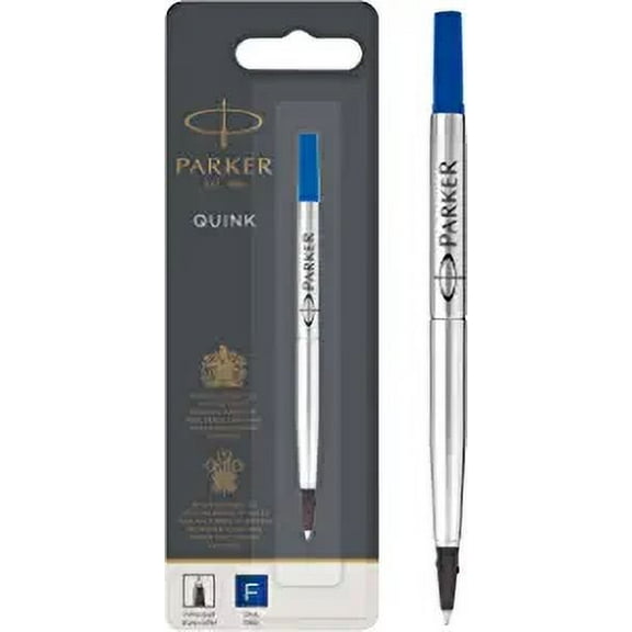 Parker QUINK Rollerball Pen Ink Refill, Fine, Blue (pack of 6)