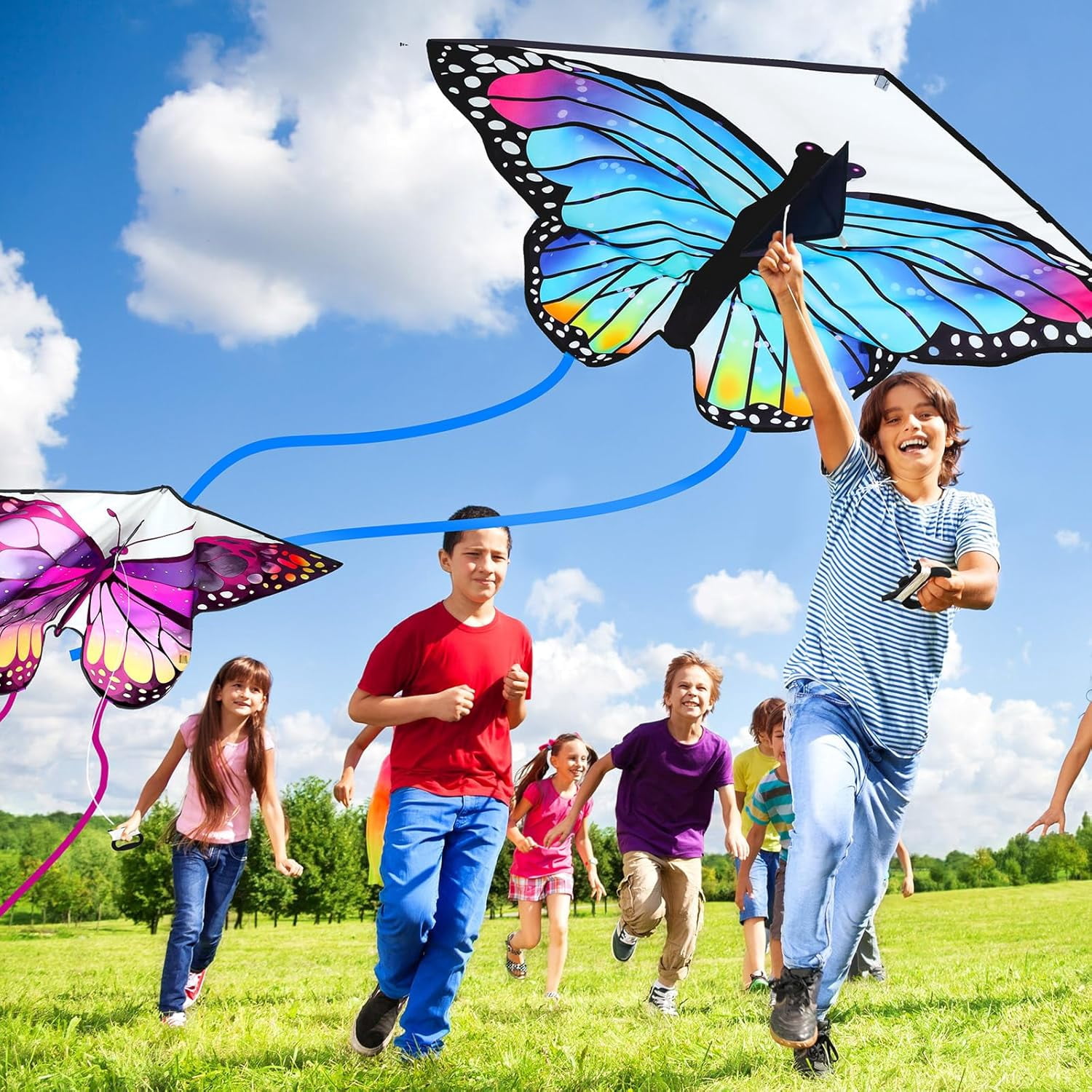6 Pack Large Butterfly Dragonfly Owl Parrot Eagle Goldfish Kites for Kids and Adults, Easy to Fly Outdoor Beach Games and Activities Gift Set (Cute Style)