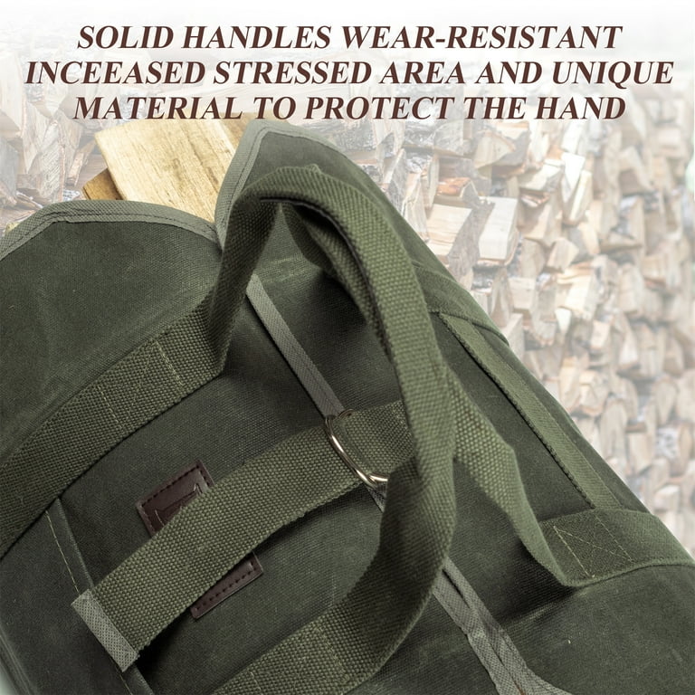 GEX Firewood Fireplace Carrier Logs Tote Holder 20 oz Waxed Canvas Sturdy Bag with Handles for Camping Indoor Outdoor GEX Firewood Fireplace Carrier Logs Tote Holder 20 oz Waxed Canvas Sturdy Bag with Handles for Camping Indoor Outdoor