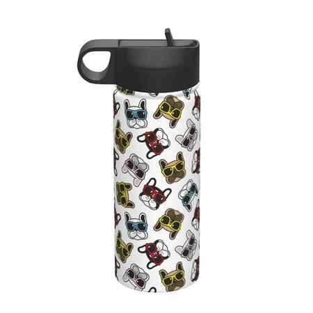 

Qekee Bulldog Sunglasses Face Print 18OZ Sports Insulated Kettle Coffee Mug Travel Tea Mug Thermos Cup 18 Stainless Steel Water Bottle For Running Hiking Cycling