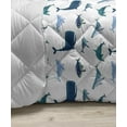 thumbnail image 3 of Whale Down Alternative Comforter, Happy Smiling Sea Animals with Coral Reef Anchor Starfish and Shells, Microfiber Quilt for All Season, 5 Sizes, Pale Blue Navy Blue, by Ambesonne, 3 of 3