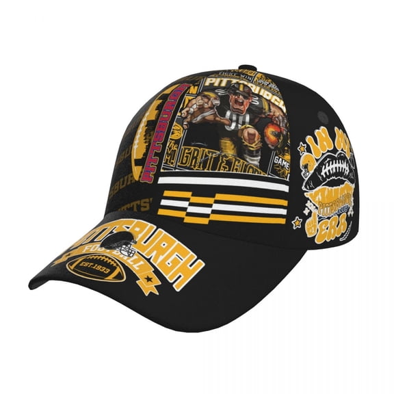 Pittsburgh Baseball Cap for Men Women, Adjustable Print Hat, Game Day Headwear Fans Gifts
