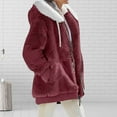 thumbnail image 4 of comerut Women Winter Coat Solid Color Warm Furry Plush Plus Size Lady Coat Winter Clothes, 4 of 8