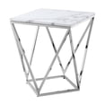 thumbnail image 2 of Posh Living Eason Marble Top End Table with Metal Base in White/Chrome, 2 of 8