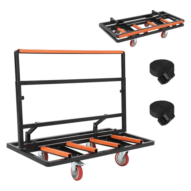 Yeshouse carro de transporte para paneles de yeso con ruedas giratorias de 5", capacidad de 2000 lb, carro plegable con asa ajustable y correa de sujeción, ideal para madera, yeso y vidrio